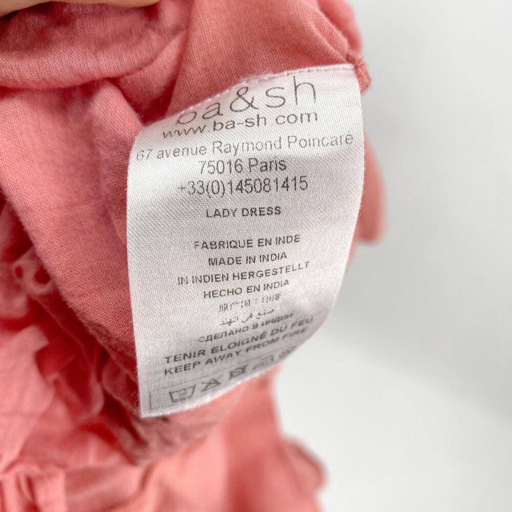 ba&sh Voyce Pink Cotton Ruffles Midi Dress Size Large - Picture 15 of 16